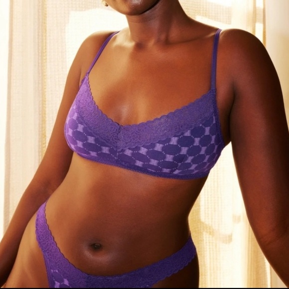 Savage X Fenty Acai Berry Juicy Purple X Link Print Cotton Essentials Thong - Picture 5 of 12